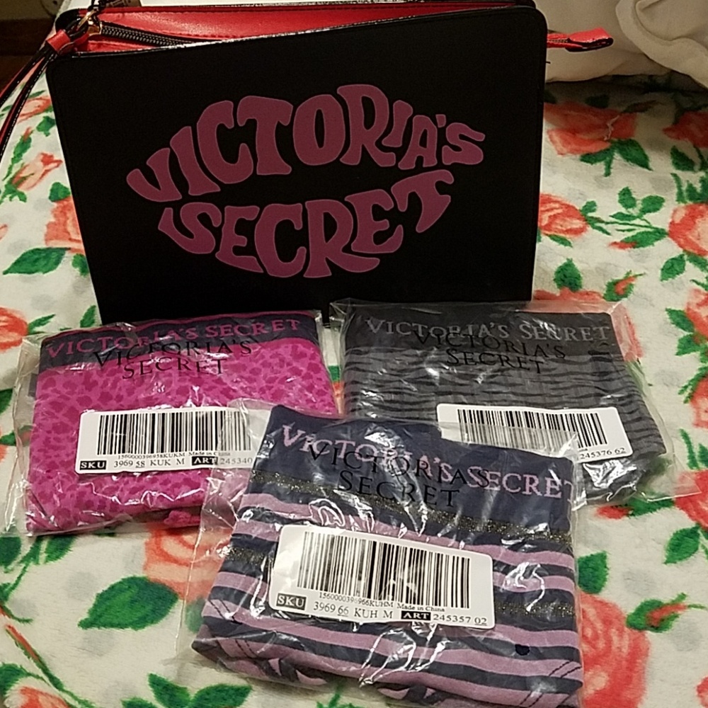 Victoria Secret makeup bag and 3 prs of Med pantie